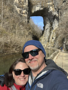 Graphic Designer Genevieve Mellott and husband at Natural Bridge, Virginia